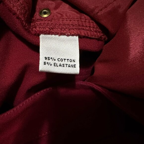 St. John Sport High Rise Boot Cut Classic 5 Pocket Cotton Jeans Sz 12 Cranberry - Picture 7 of 7